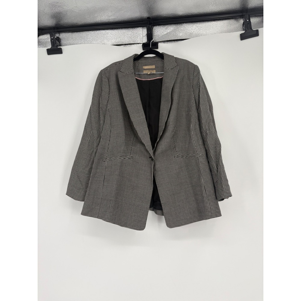 Talbots Blazer Womens 18W Black White Houndstooth Italian Fabric One Button Coat